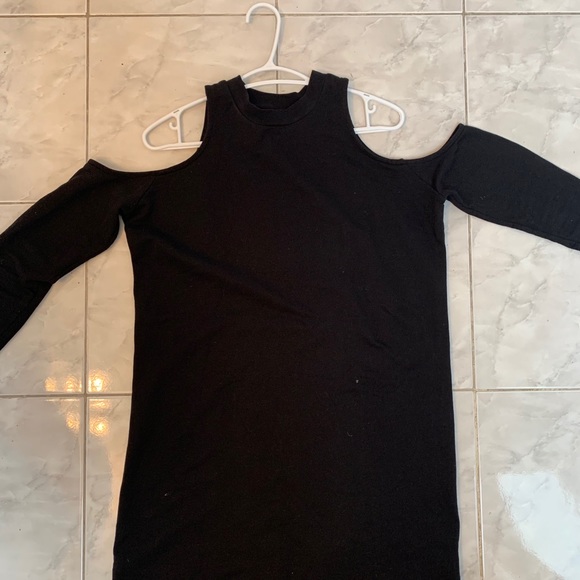 ASOS Black Sweater Shoulderless Dress - Picture 2 of 5